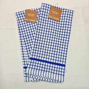 KAF HOME KITCHEN BAR BATH TOWELS- 20" x 30" Blue Cotton NWT 2 Total